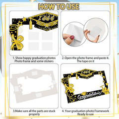 31 Pack Graduation Photo Booth Props 2026, Black and Gold Graduation Photo Booth
