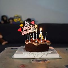 12pcs Cow Candles, Print Cake Topper Birthday Party Candles Black, White