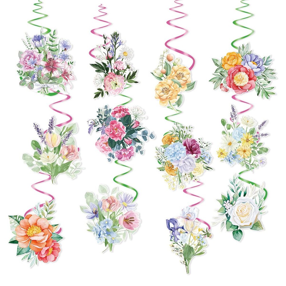 30 Pcs Flowers Decorations Hanging Swirls,White Floral Hanging Ceiling Swirls…
