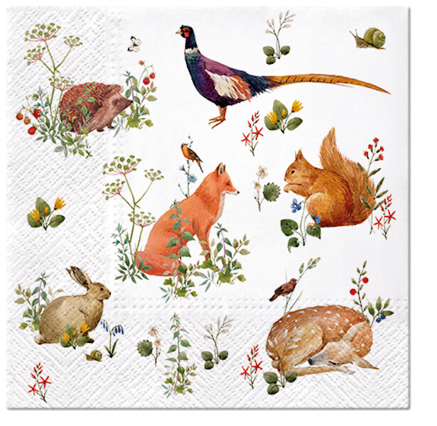 WILD FOREST ANIMALS Lunch Paper Napkins Decorative Paper Napkins 20pcs