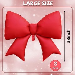 Bow Balloons 38 Inch, Giant Bowknot Foil Mylar Coquette Party 38inch Red
