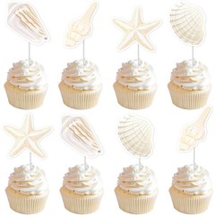 Sea Shell Cupcake Topper Beach Shell Birthday Decorations 24Pcs Beach Seashel…