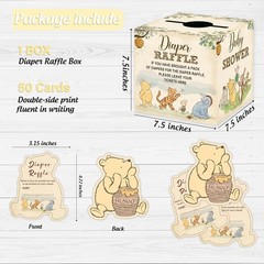 Winnie Baby Shower Decorations Set Diaper Raffle Box 50 Cards Winnie Pooh Boy…