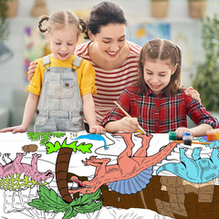 Dinosaur Coloring Tablecloth for Kids, DIY Crafts Dinosaur Coloring Table Cloth,