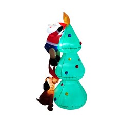 6ft Inflatable Christmas Tree LED Lights Blow up With Santa Claus & Dog Xmas