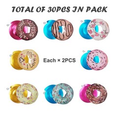 30Ct Donut Hanging Swirl Decorations Cute Party Decor Foil Ceiling Streamers