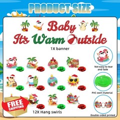 Summer Christmas Party Decorations Banner and Hanging Swirls | Baby It’s Warm…