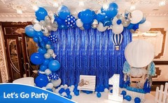 2 Pack 3.3 x 9.9 ft Dark Blue Foil Fringe Curtains Party Decorations, Blue