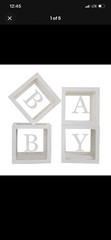 4 Pcs Baby Boxes with Letters And Balloon for Baby Shower Gender Reveal (blue)