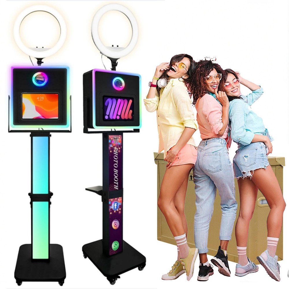 Portable iPad Photo Booth Machine Stand 2‑in‑1 for iPad & DSLR Camera for Party