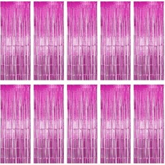 10 PCS Pink Foil Fringe Curtains Tinsel Backdrop Party Streamers