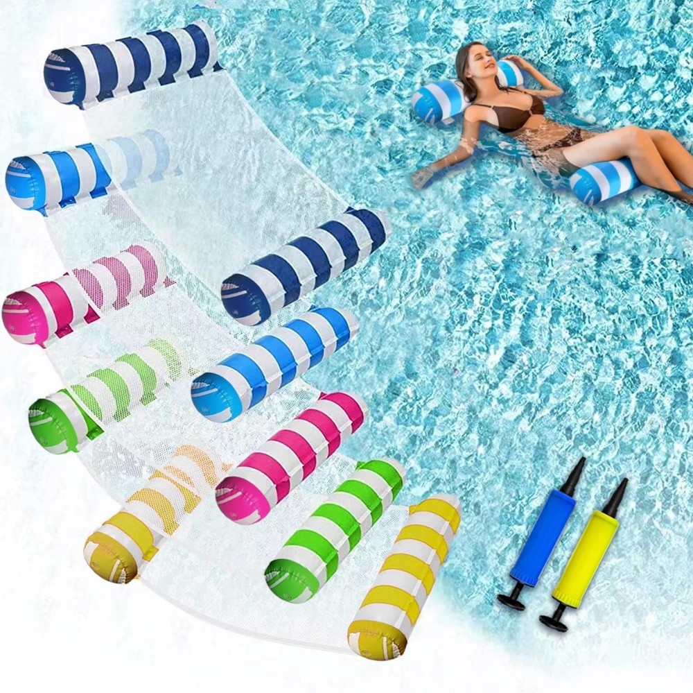 JUXIAO 5 Pack Upgrated XL Water Pool Floats, 4-in-1 (Hammock, Saddle, Lounge …