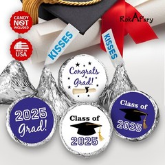 Class of 2025 Purple Graduation Party Favor Kisses Stickers Labels SET of 216