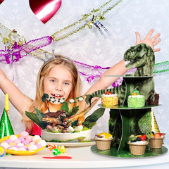 3 Tier Dinosaur Cupcake Stand Party Decorations Dinosaur Theme Cupcake Holder De