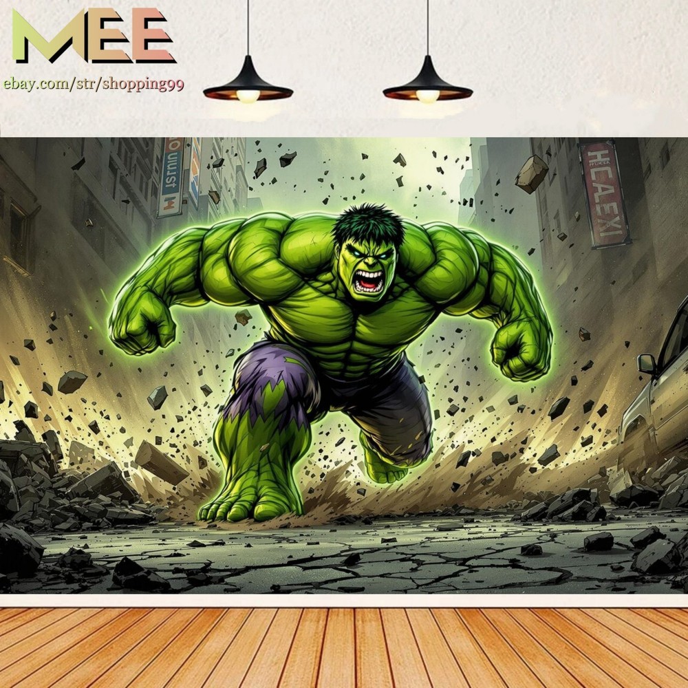 Superhero Hulk Backdrop Boys Birthday Party Photo Background Banner Decorations