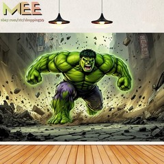 Superhero Hulk Backdrop Boys Birthday Party Photo Background Banner Decorations