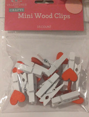 Valentines Day Crafts Heart Mini Wood Clips 15 Count Pack 1.41″ Decor