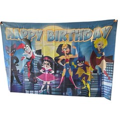 Superhero Girls Happy Birthday Backdrop Banner 40×60 Party Photo Background