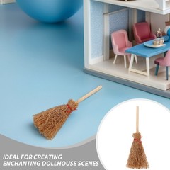 30Pcs Miniature Witch Brooms Light Brown Wood Mini Dollhouse Accessories Set