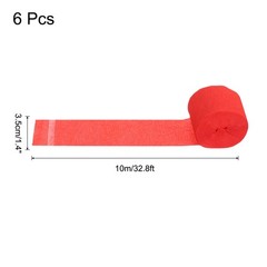 Crepe Paper Streamers 6 Rolls 196.8ft for Decoration, Red(1.4 in x 32.8 Ft/Roll)