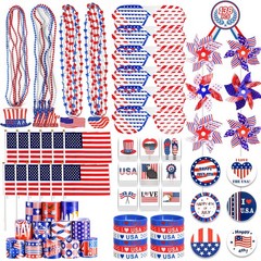 MGparty 4th of July Accessories, 138Pcs Patriotic Party Red, White, Blue