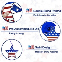 30 Pcs USA 250th Anniversary Red White Blue 4th of July Decorations Set Decor