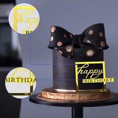 24 PCS Happy Birthday Cake Toppers Mirror Acrylic Cake Topper Side Cake Decor…