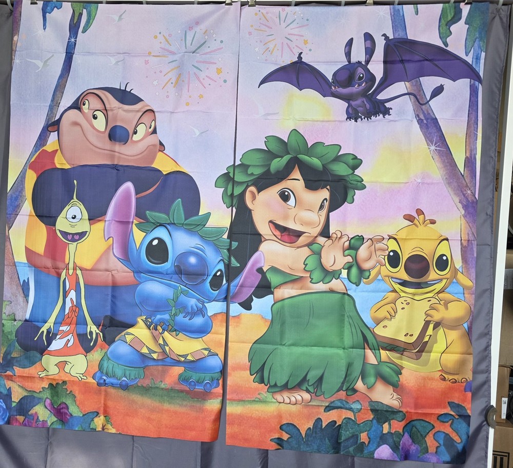 Lilo & Stitch Tropical Backdrops Birthday Party Banner Fabric Panels Decorations