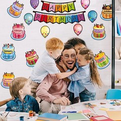 20-Pcs Black Dot Birthday Bulletin Board Set for Stylish Classroom Celebrations