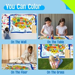 American Coloring Poster, Large Activity Paper 75” x 31”