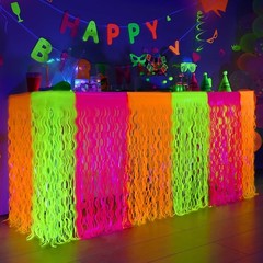 Mega-L Glow in the Dark Party Supplies, Neon Wavy Table Skirts, 2 Pack |