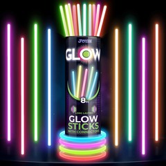 JOYIN 800 Pcs 8″ Glow sticks Bulk Party Favors Pack, Neon Glow in the Dark Pa…
