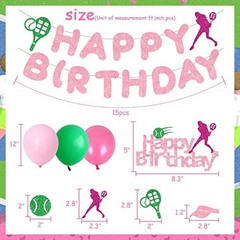«Pink Green Tennis Party Decorations – Birthday Banner, Latex Balloons & Cake To