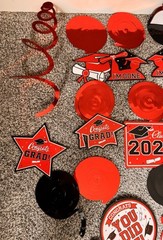 Graduation Party Decorations Red and Black 26 Pieces Class Of 2025