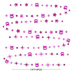Hot Pink 10th Birthday Decorations Number 10 Circle Dot Twinkle Star Garland …