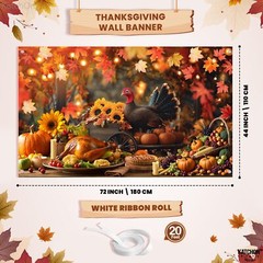 KatchOn, Turkey Thanksgiving Banner Backdrop – Xtralarge, 72×44 Inch | Thanks…