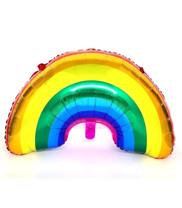 Five Below 35 in. Foil Rainbow Mylar Balloon W/Paper Straw 7.72 in. NEW