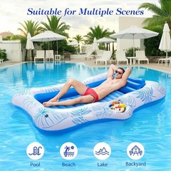65″ Thicken PVC Inflatable Lounge Pool Float Heavy Duty For Adults River Tanning