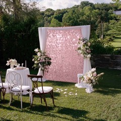 12 Pcs Pink Shimmer Wall Backdrop Panels Square Sequin Party Decoration 3×4 Ft