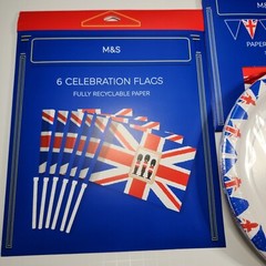 M&S Coronation Party Set Bag Flag Plate Napkin King Charles III Marks Spencer