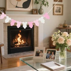 Pre-Strung Pink Gingham Bodysuit Baby Shower Garland Banner – 9 Double-Sided …