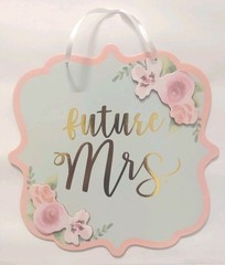 Amscan Future Mrs. Hanging Sign Bridal Shower Party Pink Green Floral 13″ x 13″