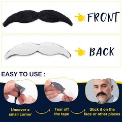 48 Pcs Fake Mustaches, Self Adhesive Fake Beard, Novelty Hairy Beard, Costume…