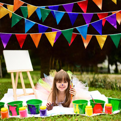 Rainbow Party Decorations Colorful Metallic Fabric Triangle Pennant Banner Flag