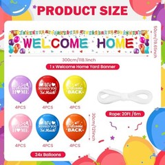 Colorful Welcome Banner & Balloons – 24 Pcs Welcome Back Yard Sign Multicolor