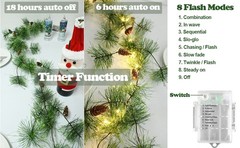 Remote Christmas Smokey Pine Garland with Lights 6.56FT Garlands with Timer 30