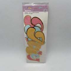 It’s Party Time String Banner Retro Font 72” Pink Blue Yellow Trimmed In Gold