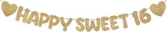 Pre Strung Happy Sweet 16 Banner Glitter Sixteenth Birthday Party Decorations…