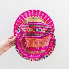 Handmade Fabric Lantern: Pink Boho Hanging Light, Vietnamese Home Decor
