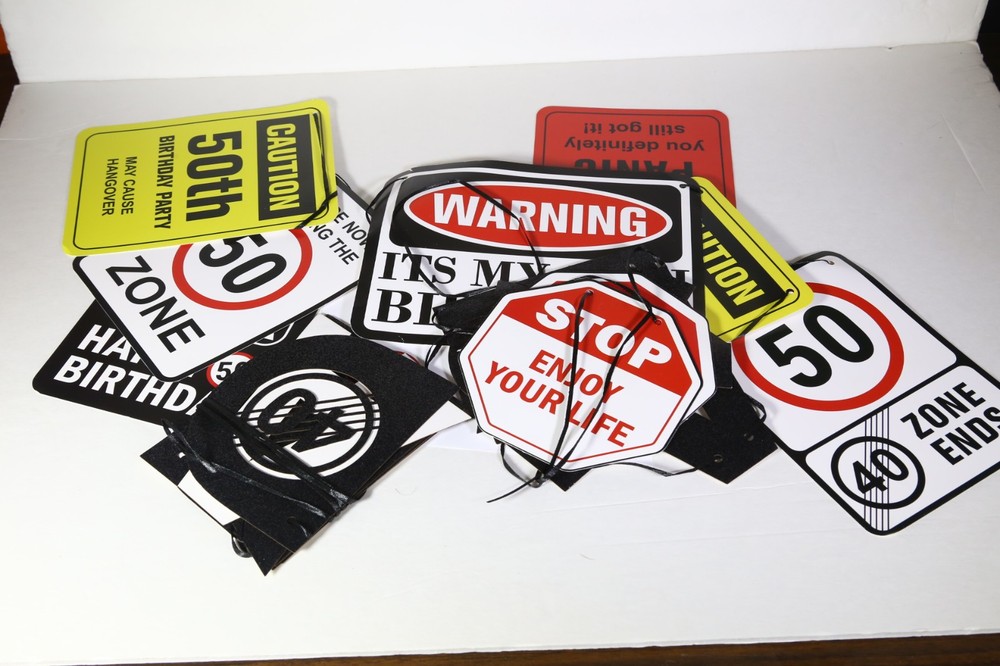50TH Birthday Decorative Banners – 14 Pcs Funny Novelty Signs, 50 Years Old